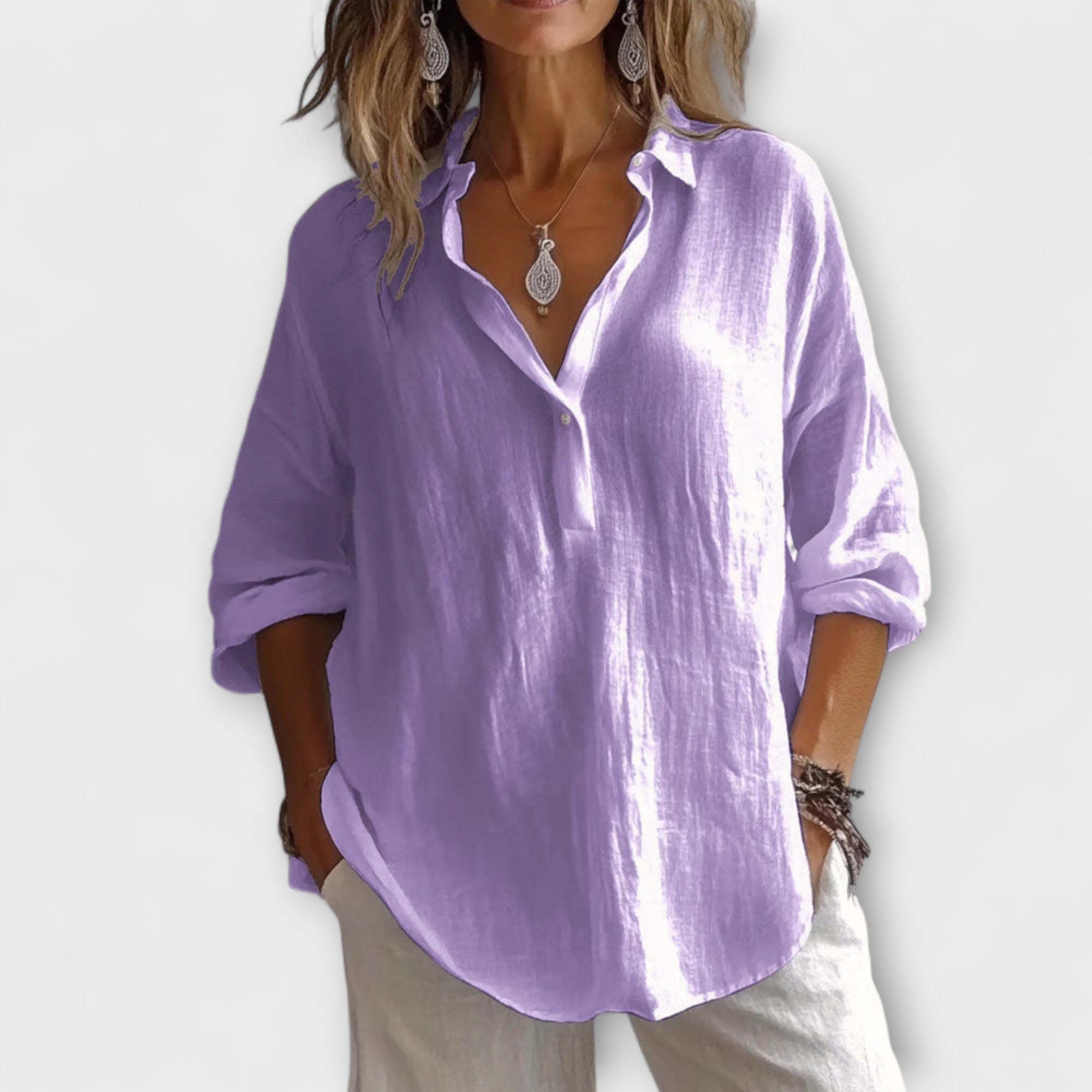 Amara™ | Relaxed Cotton-Linen Blouse