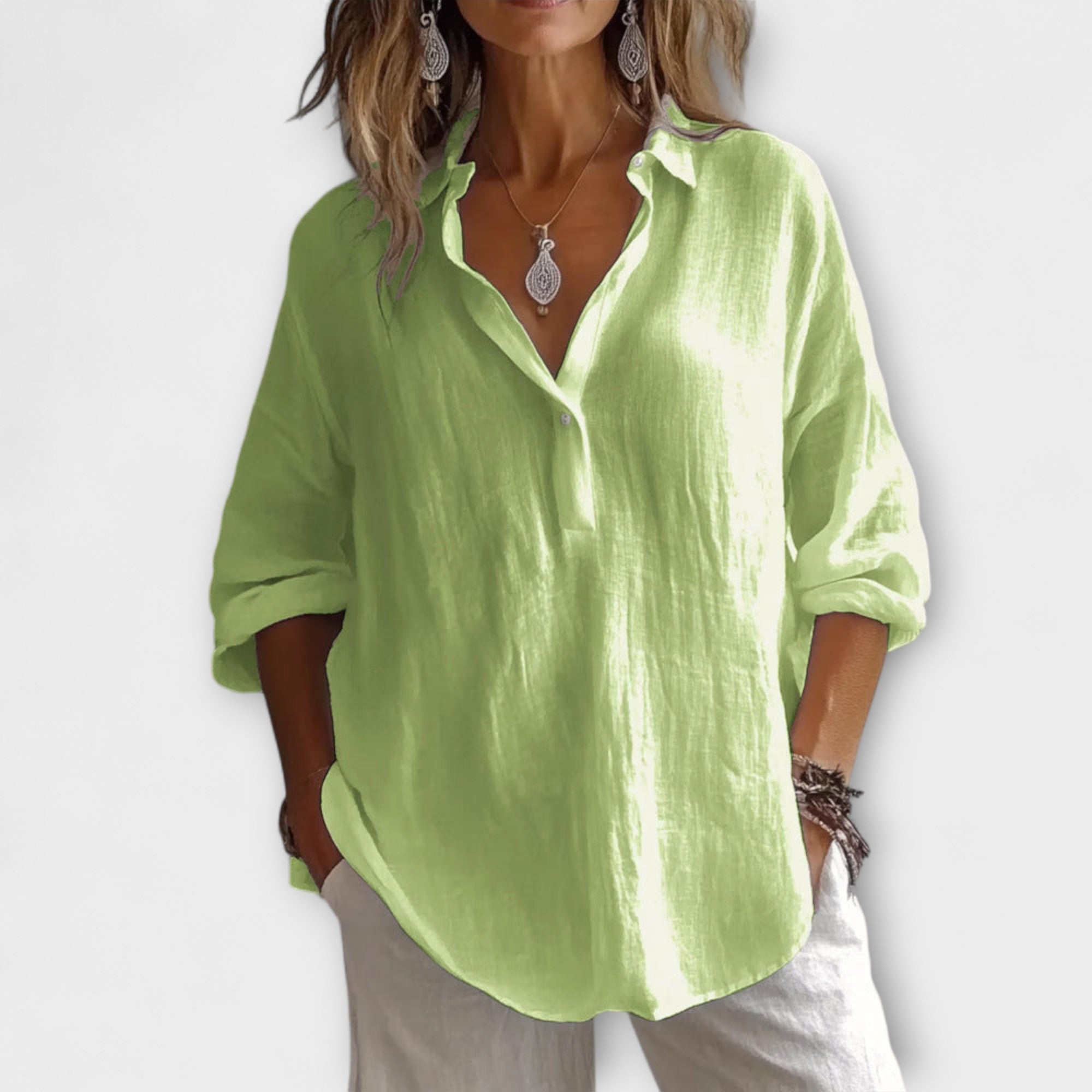 Amara™ | Relaxed Cotton-Linen Blouse