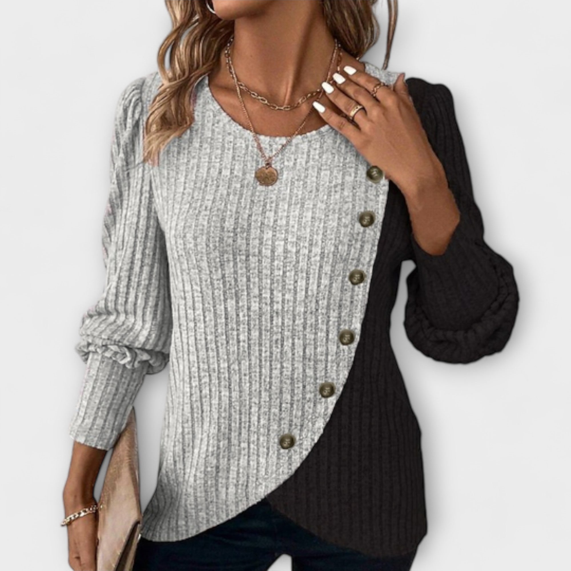Amara™ | Knitted Blouse with Button Details