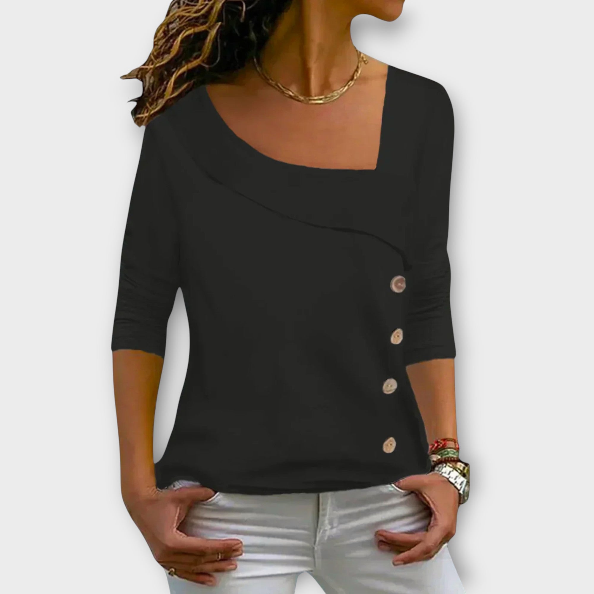 Amara™ | Asymmetric Button Top