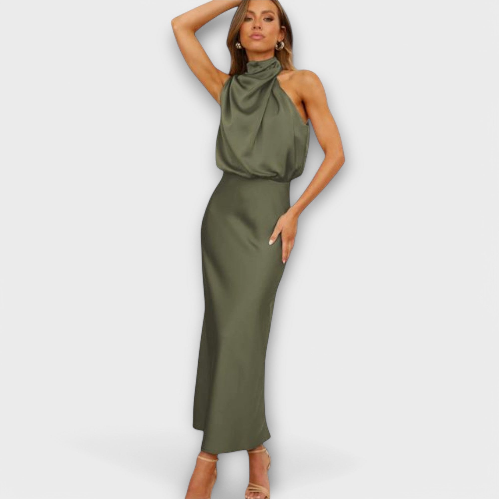 Amara™ | Satin Halter Maxi Dress