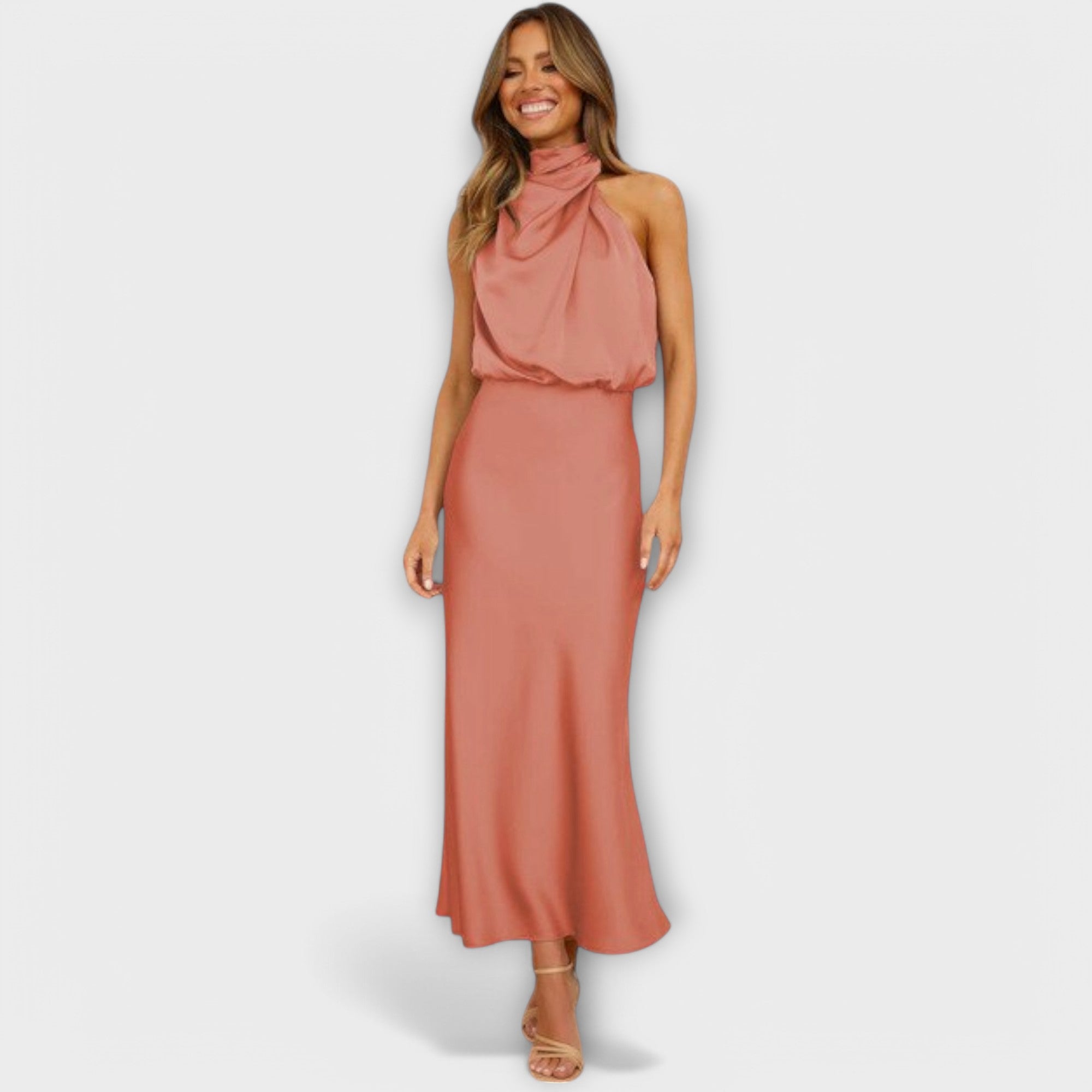 Amara™ | Satin Halter Maxi Dress