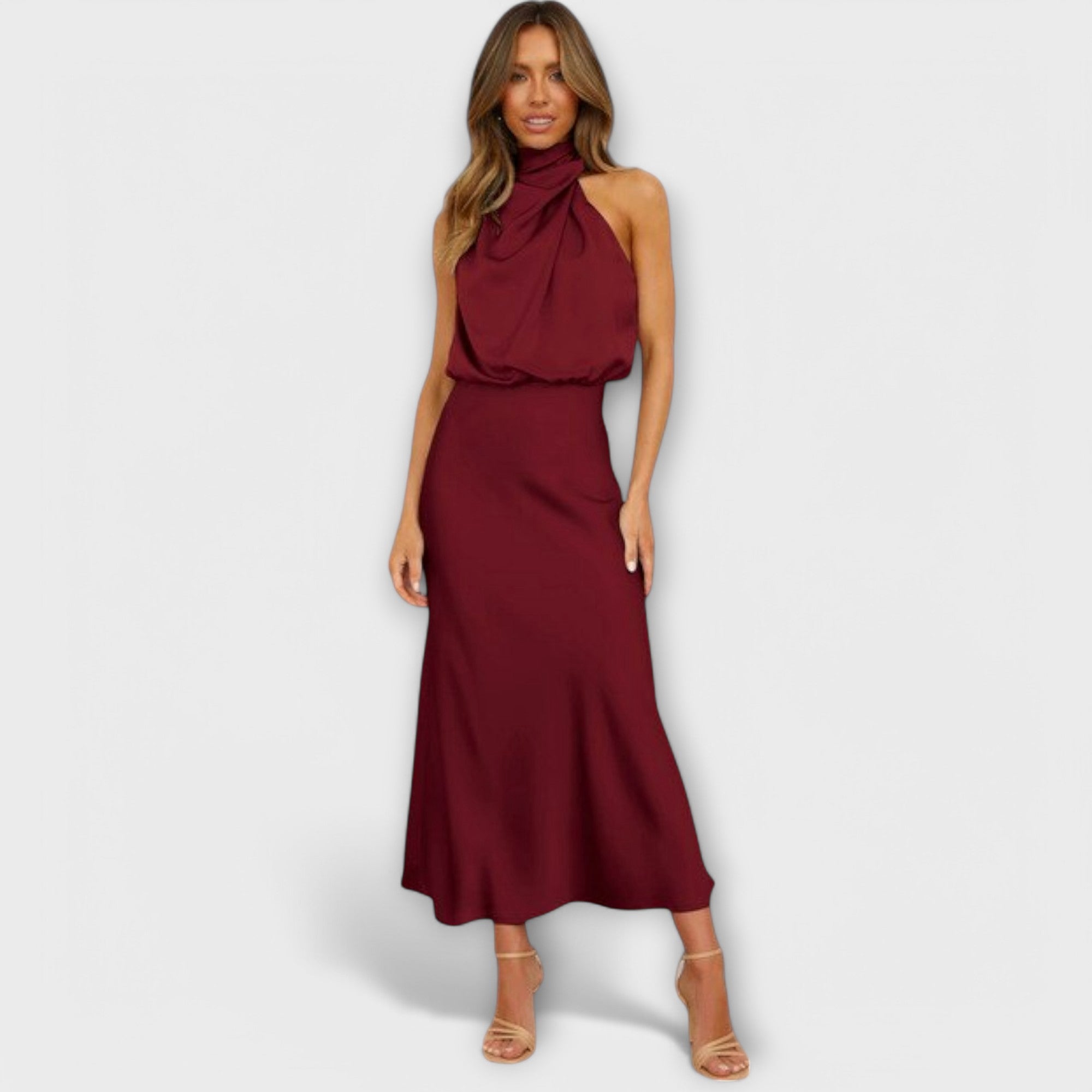 Amara™ | Satin Halter Maxi Dress