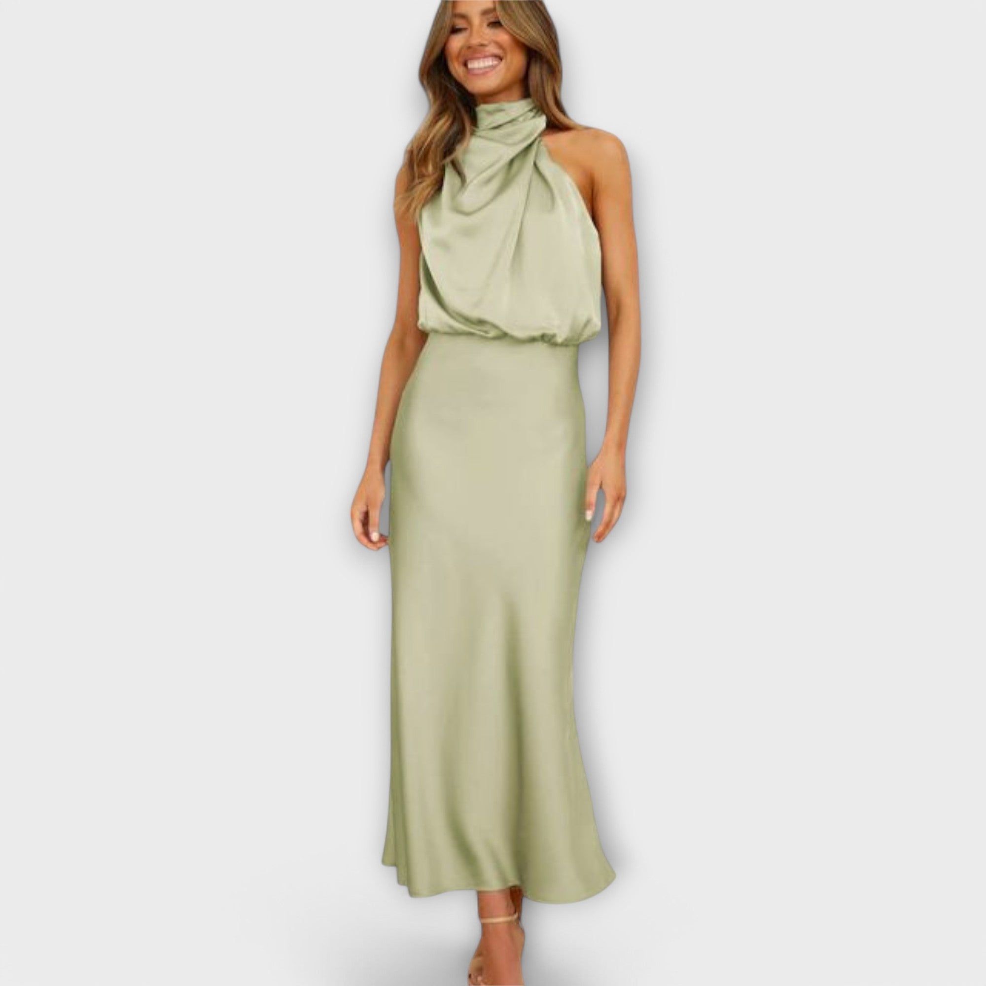 Amara™ | Satin Halter Maxi Dress