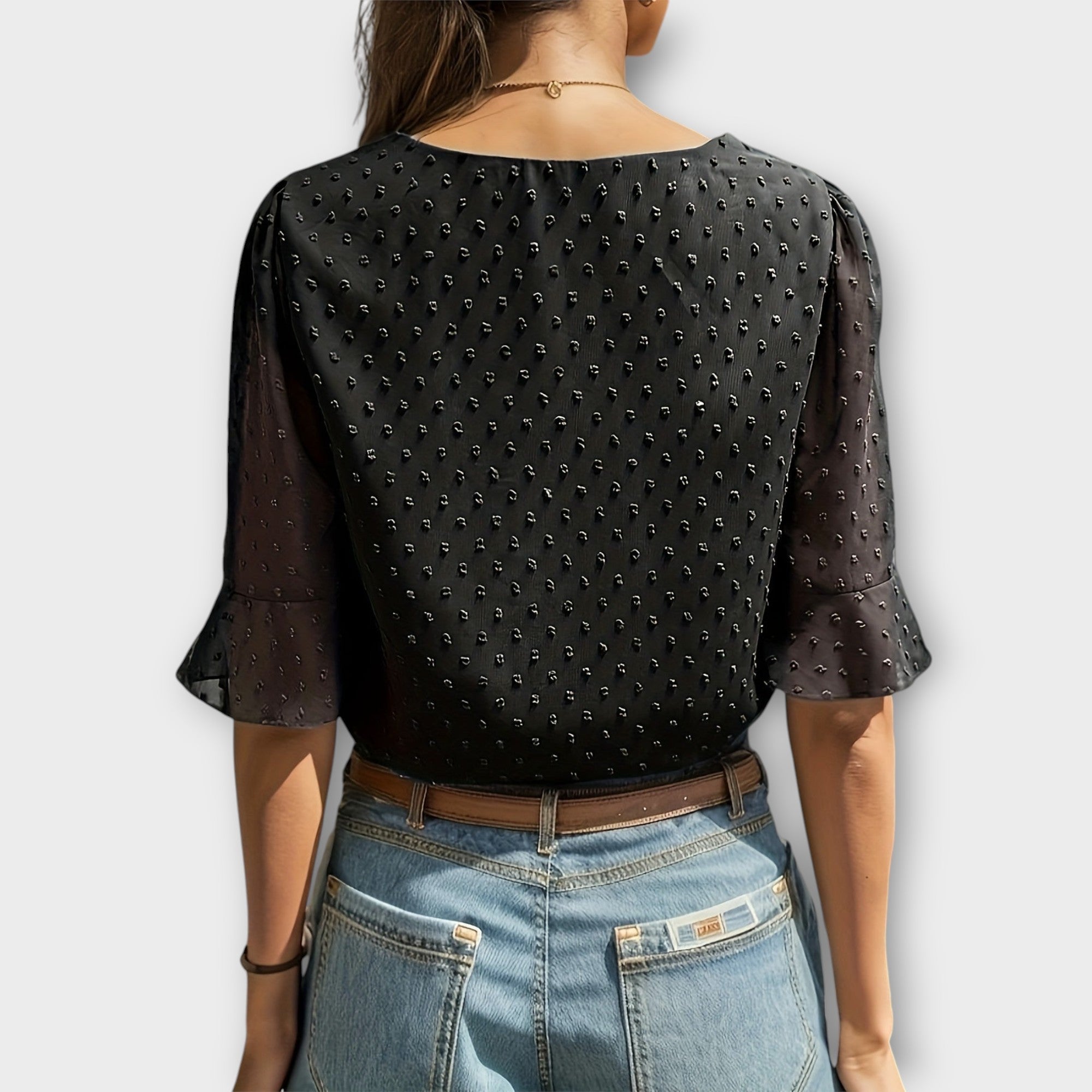 Amara™ | Textured Blouse with V-Neckline