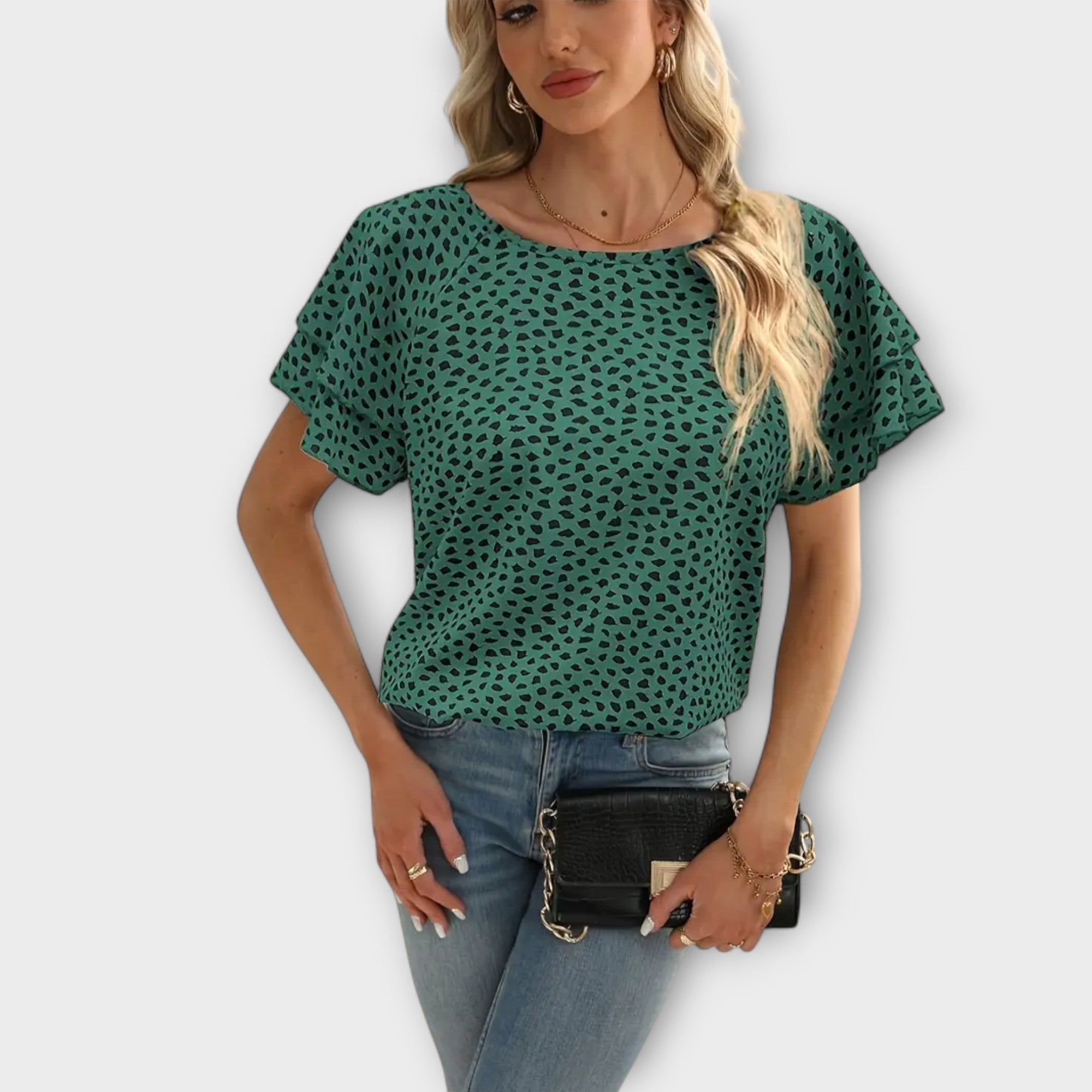 Amara™ | Blouse with Ruffle Details and Round Neck