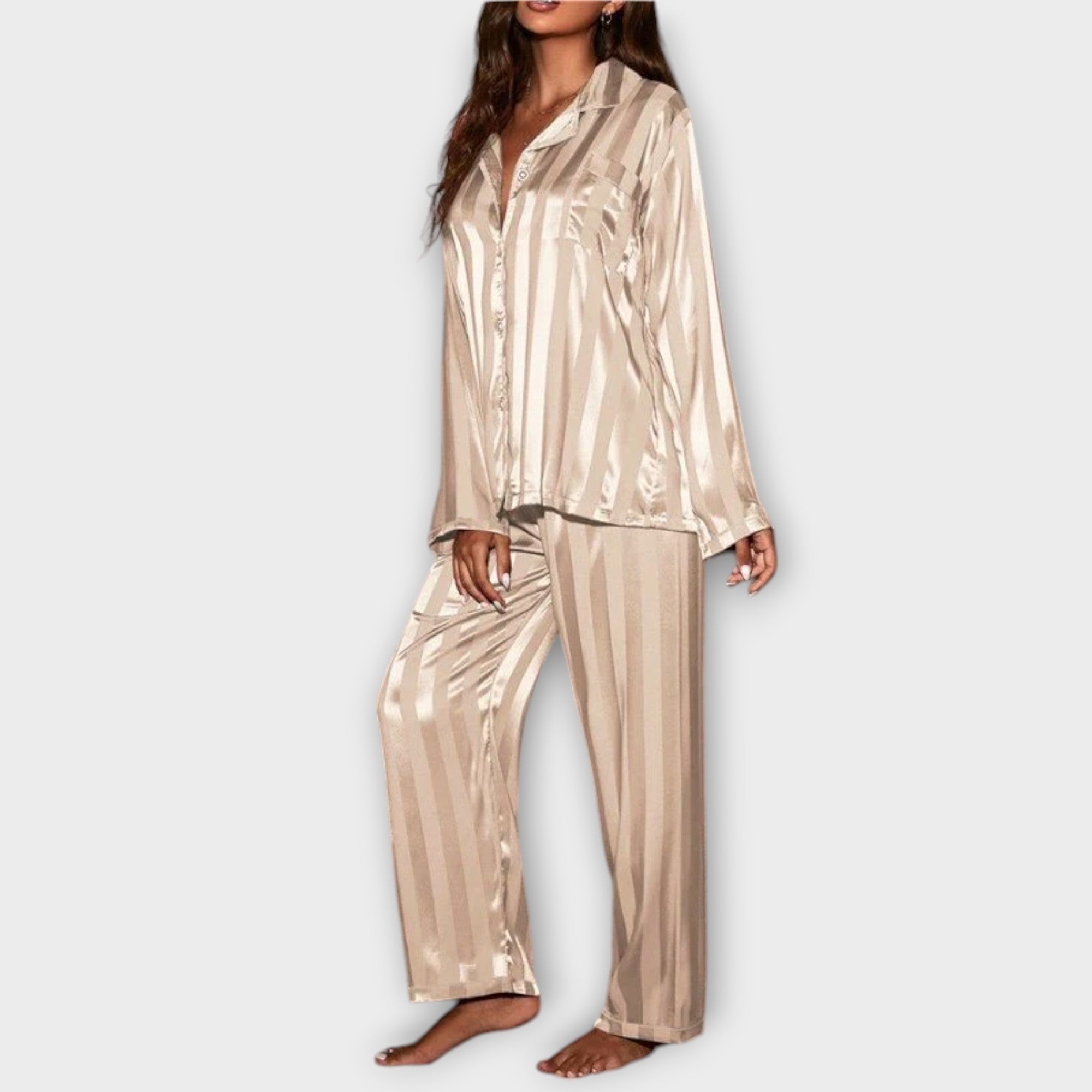 Amara™ | Striped Satin Pyjama Set