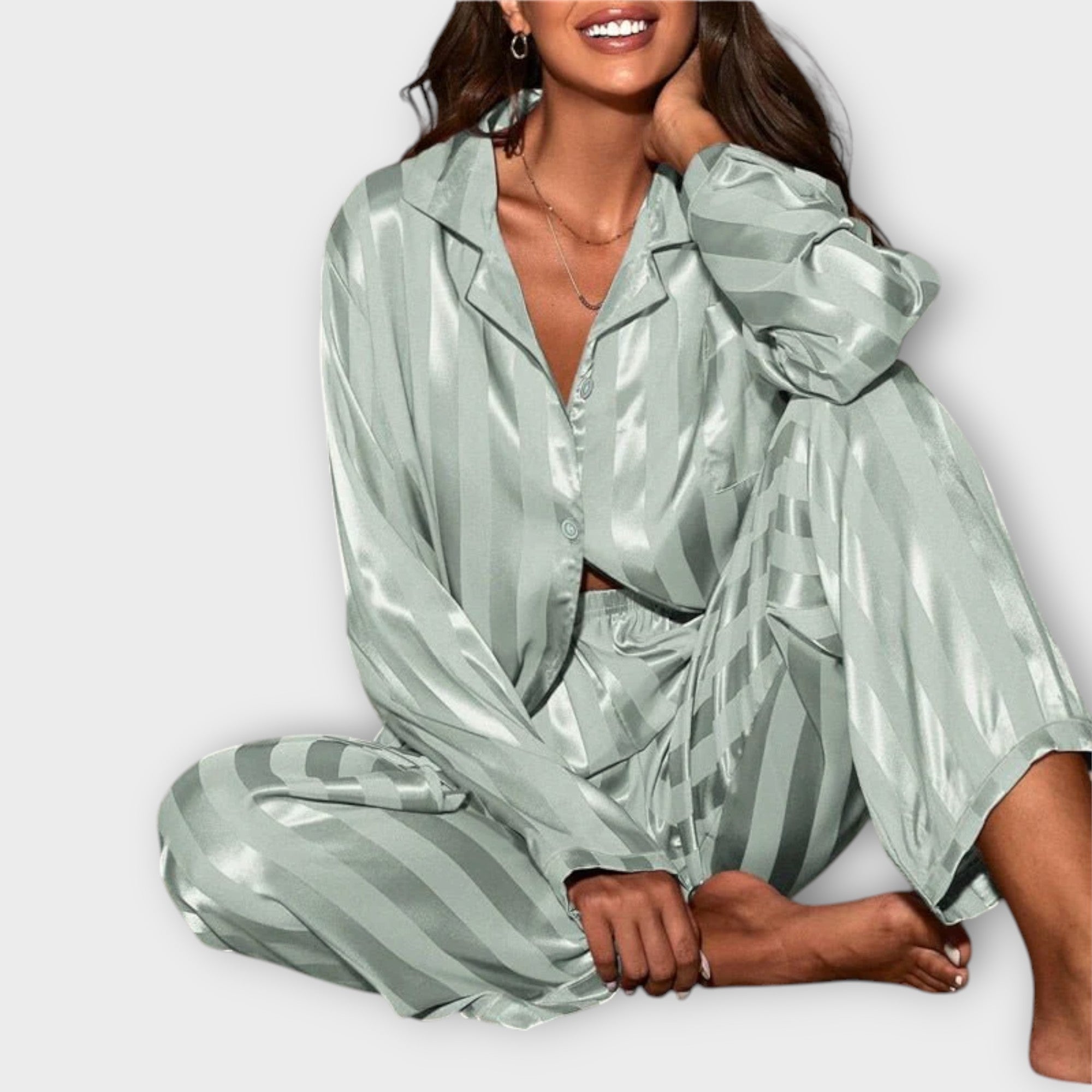 Amara™ | Striped Satin Pyjama Set