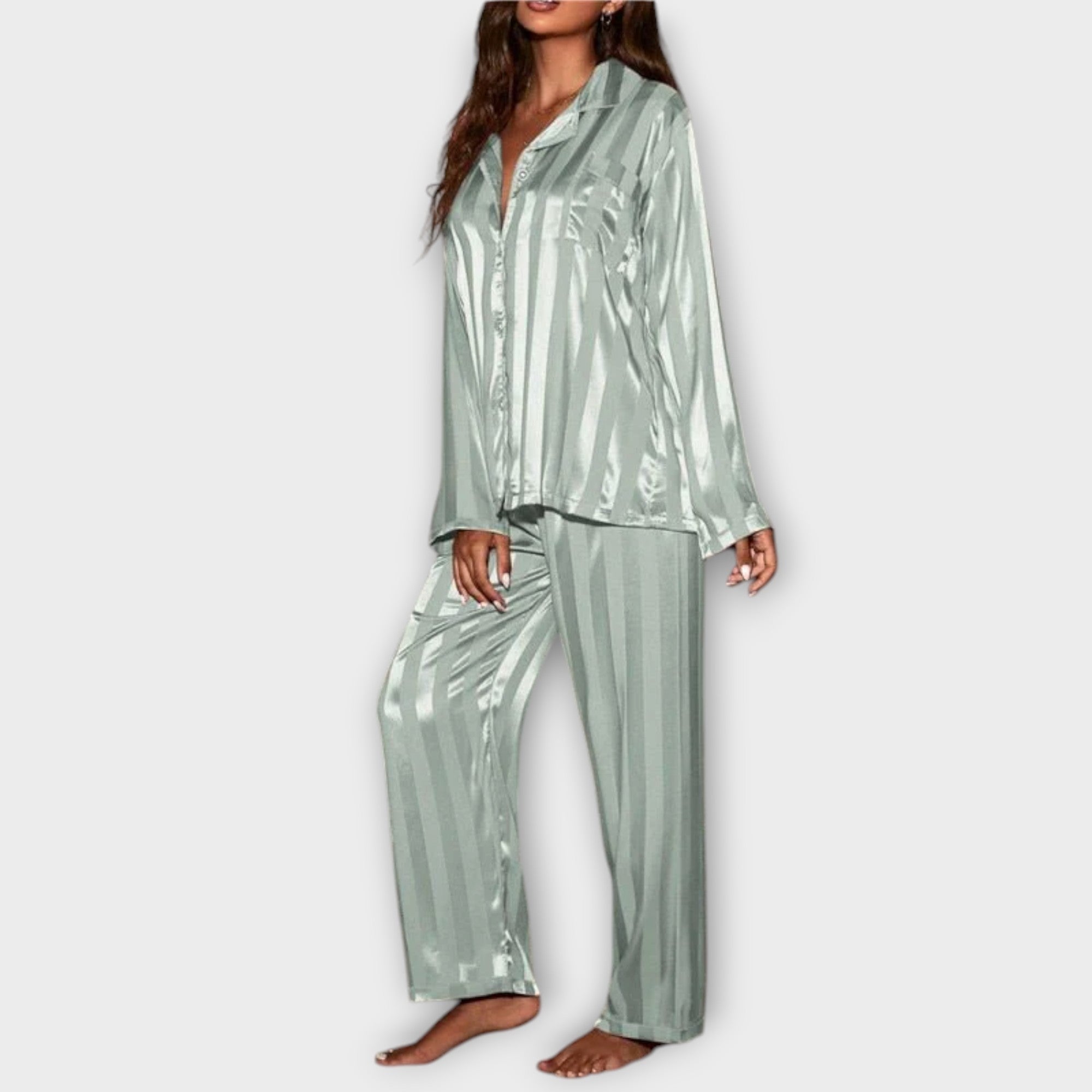 Amara™ | Striped Satin Pyjama Set