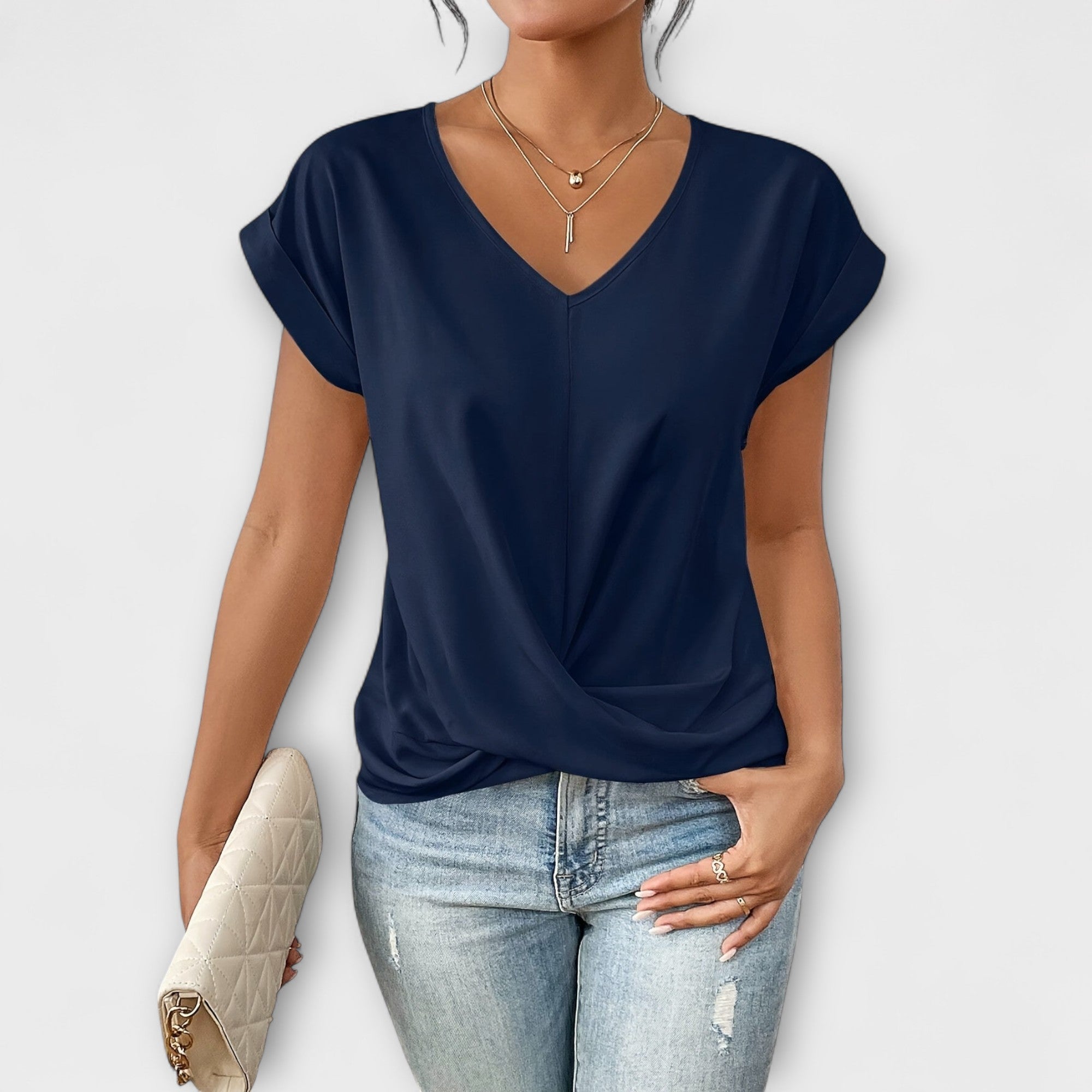 Amara™ | V-Neck Top with Knot Detail