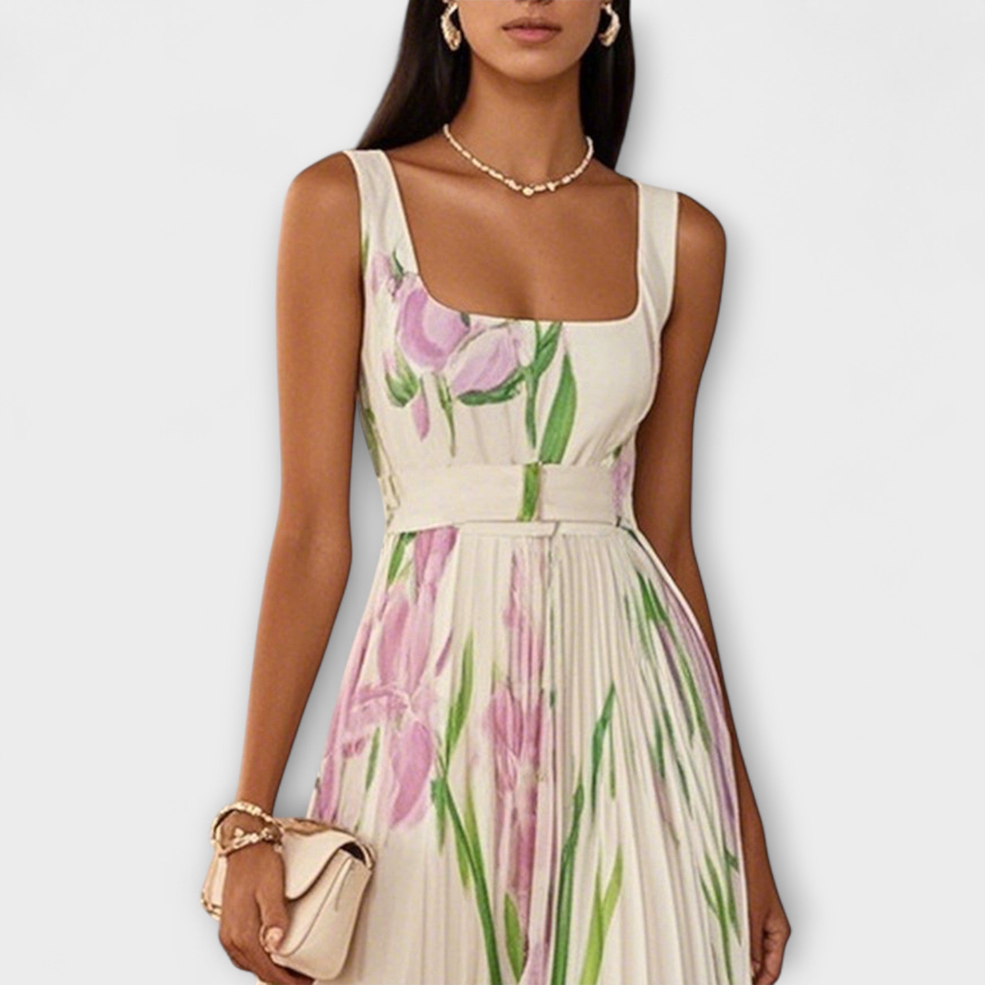 Amara™ | Folded Floral Chiffon Maxi Dress