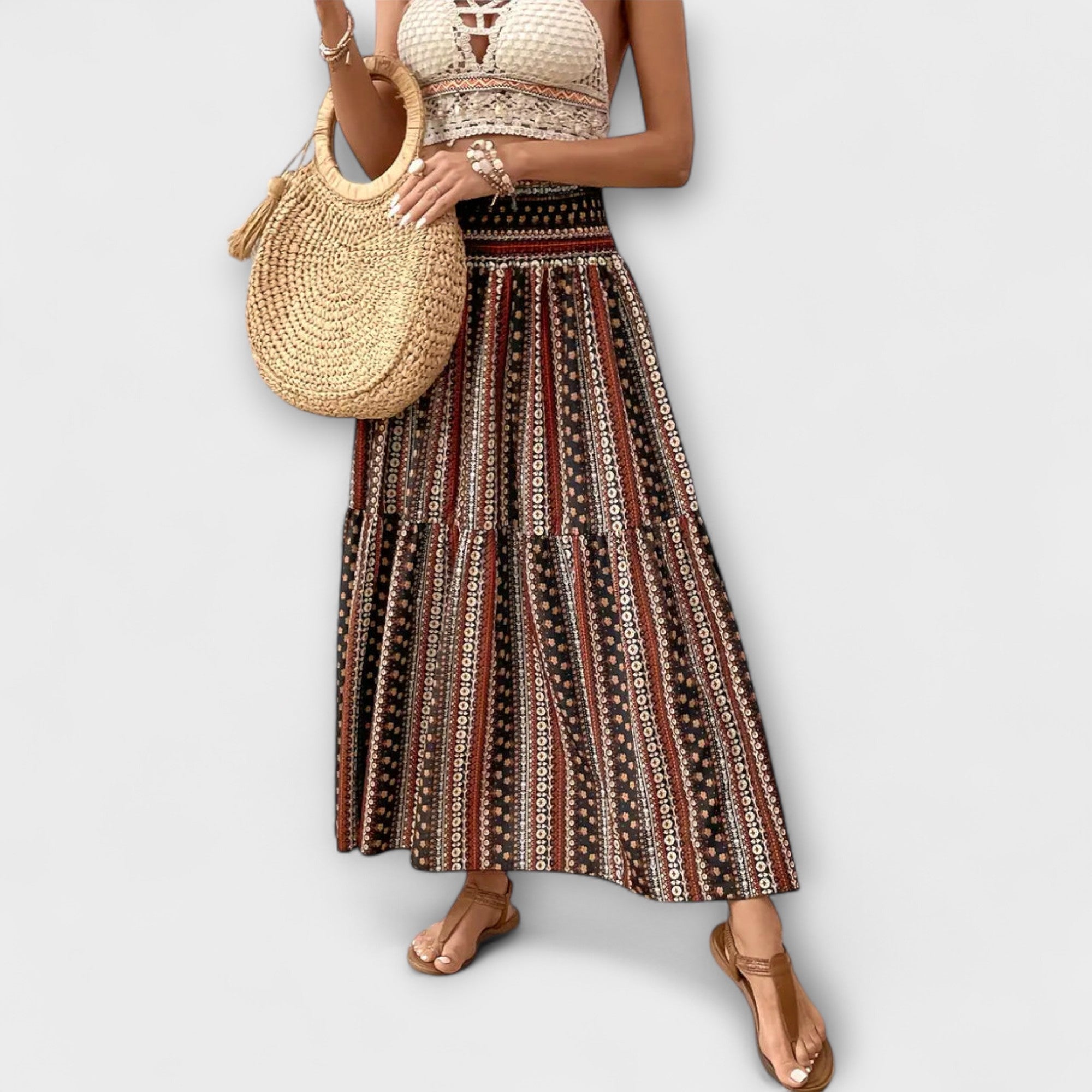 Amara™ | Flowing Skirt with Pattern