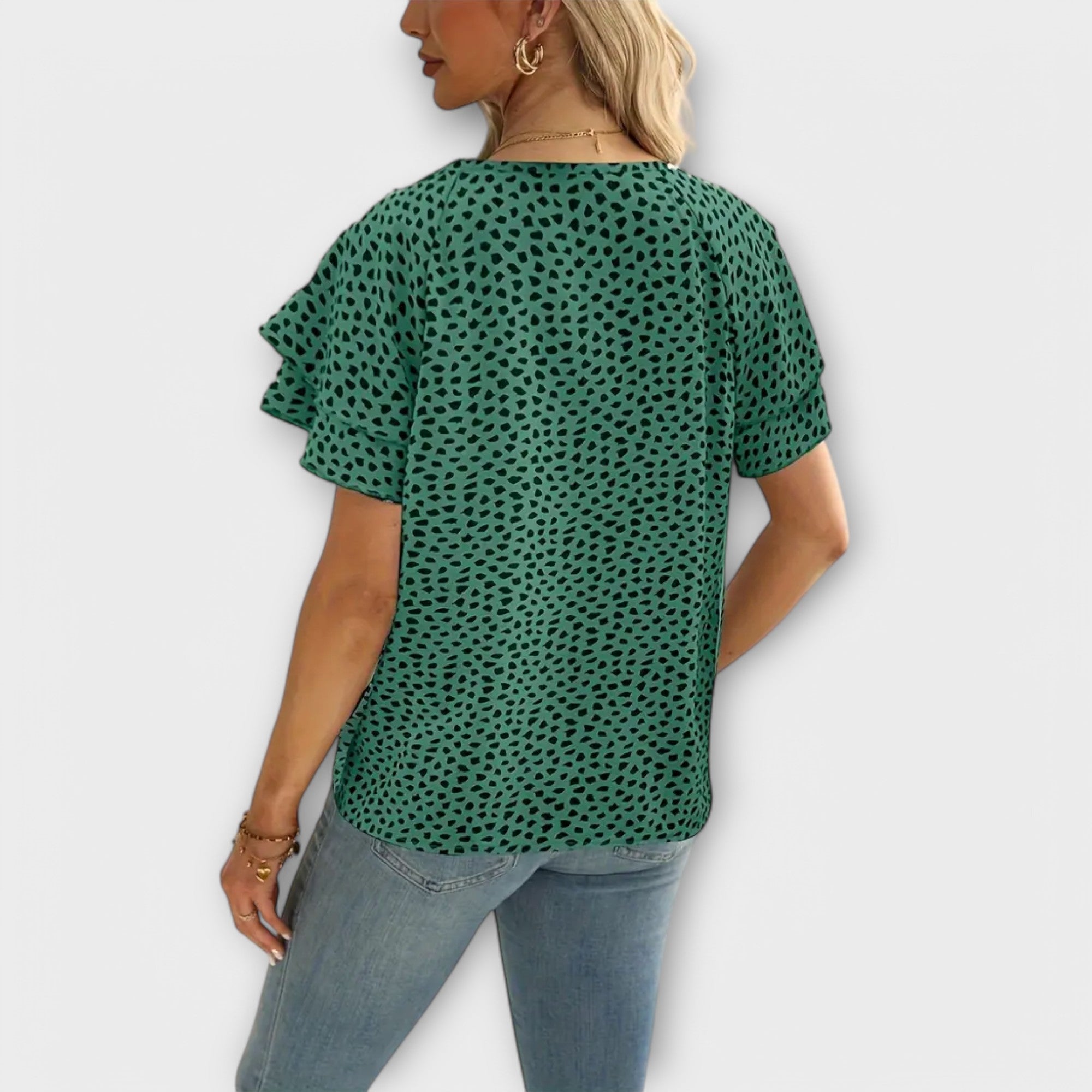 Amara™ | Blouse with Ruffle Details and Round Neck
