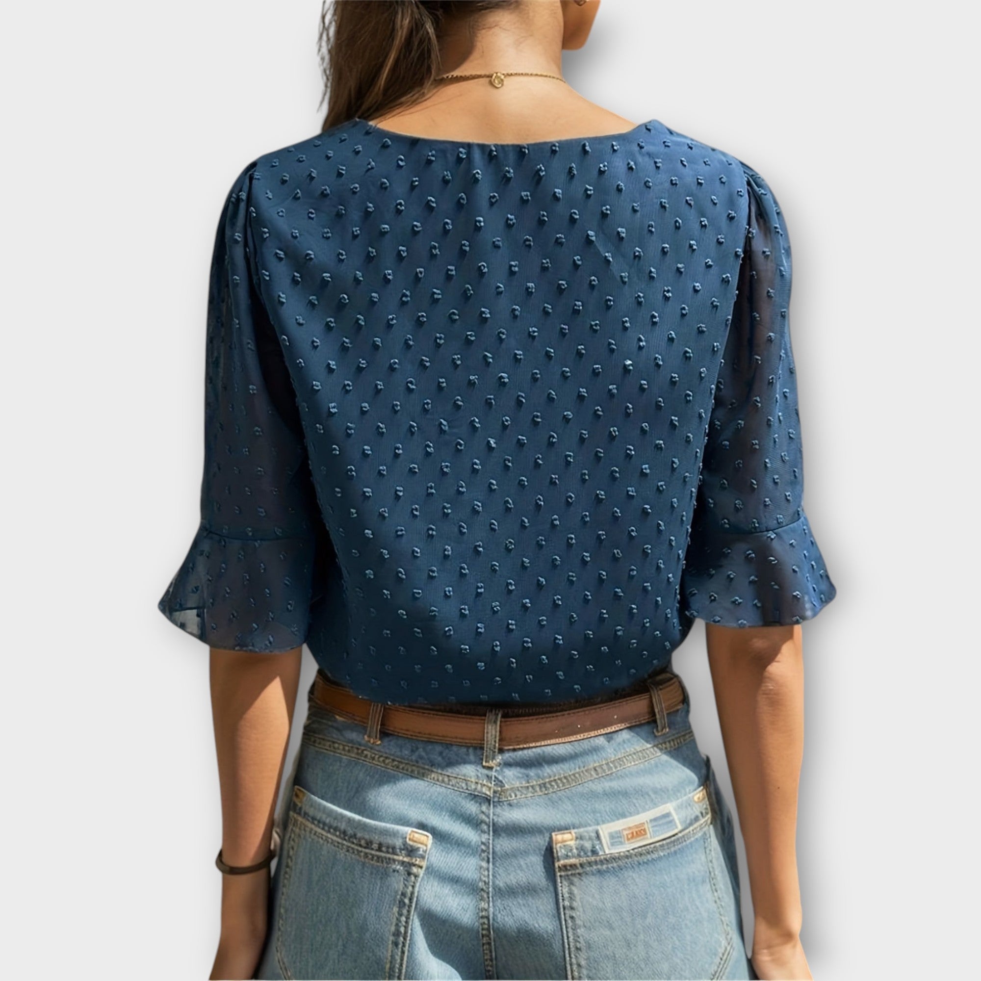 Amara™ | Textured Blouse with V-Neckline