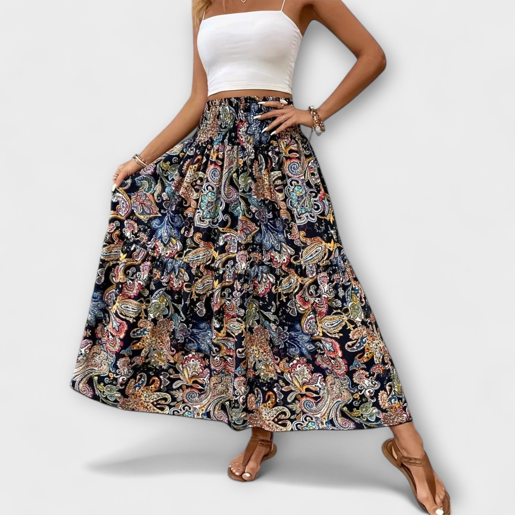 Amara™ | Flowing Skirt with Pattern